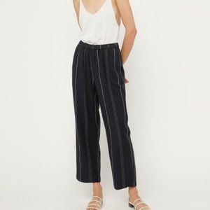 OAK + FORT Relaxed Straight-leg Navy Stripe Pants